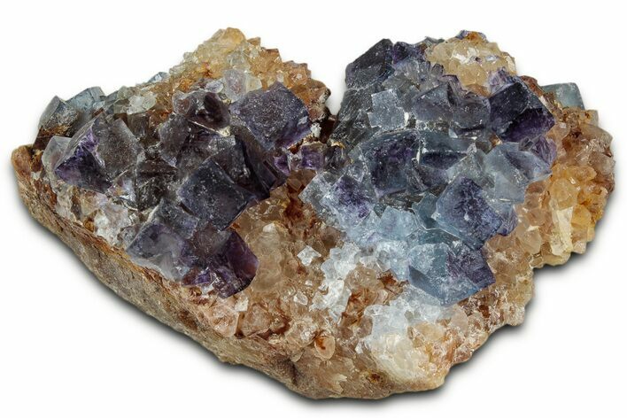 Blue/Purple Cubic Fluorite Crystals on Quartz - New Mexico #326165